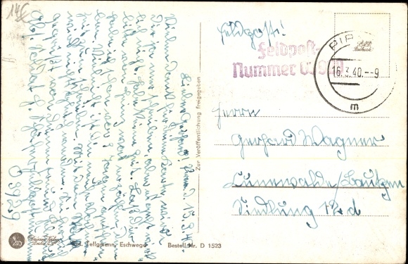 Postcard Deutsche Wehrmacht, pioneers in the construction of a ship bridge