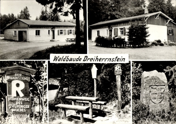 Postcard Frauenwald am Rennsteig Ilmenau in Thuringia, Dreiherrenstein, Waldbaude Dreiherrnstein