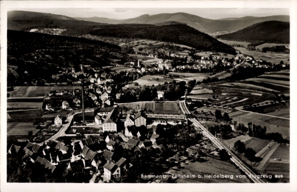 Postcard Reilsheim Bammental in Baden, aerial photograph