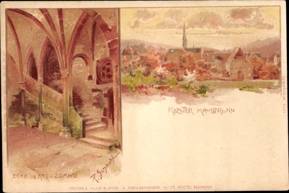 Artist PC Schmohl, P., Maulbronn in the Black Forest, Maulbronn Monastery, corner in the cloister