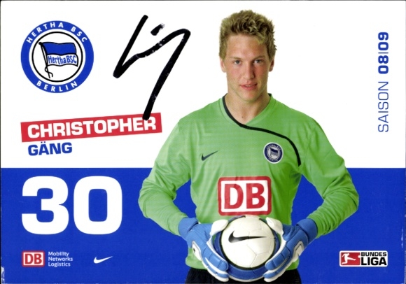 Autogrammkarte Fußballer Christopher Gäng, Hertha BSC, Autogramm