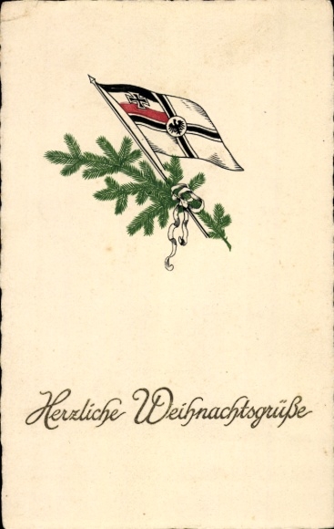 Ak Frohe Weihnachten, Fahne
