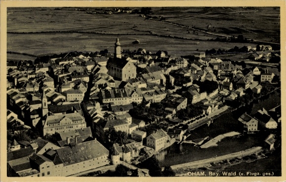Ak Cham in de Opper-Palts, luchtfoto