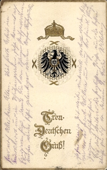 Embossed coat of arms Postcard loyal German greeting, crown