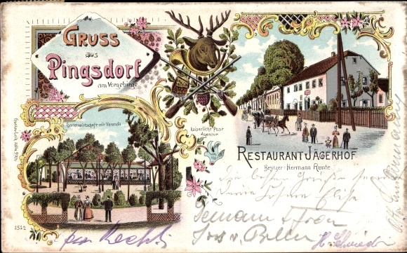 Chromo-Litho Pingsdorf Brühl in the Rhein Erft district, Restaurant Jägerhof