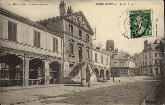 Postcard Brionne Eure, The Town Hall