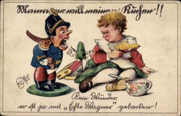 Artist Postcard Geilfus, H., advertising Holst. plant butter factories Wagner and Co, nutcracker, cake