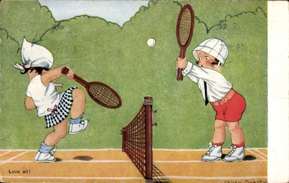 Artist Postcard Spark, Chicky, Children playing tennis
