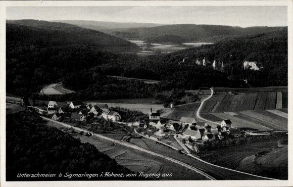 Ak Unterschmeien Sigmaringen an der Donau, Fliegeraufnahme