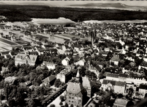 Postcard Dillingen in Saarland, aerial photograph