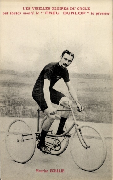 Ak Radrennfahrer Maurice Echalié, Pneu Dunlop, Reklame
