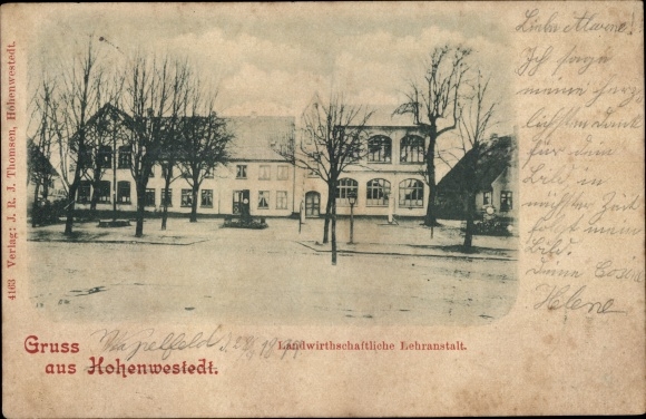 Postcard Hohenwestedt in Holstein, agricultural school
