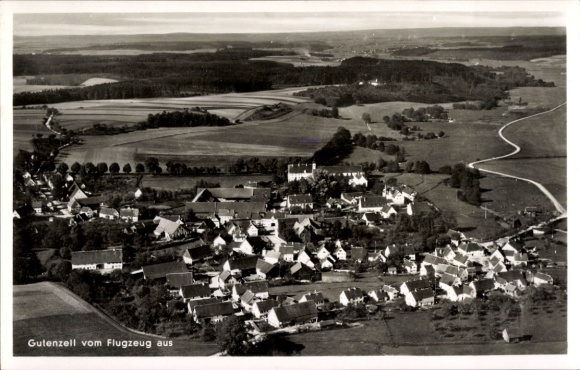 Postcard Gutenzell Hürbel Oberschwaben Württemberg, aerial photograph