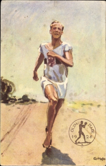 Artist Postcard Hofer, G., Olympics 1928, runner, German Reich Committee for Physical Exercise