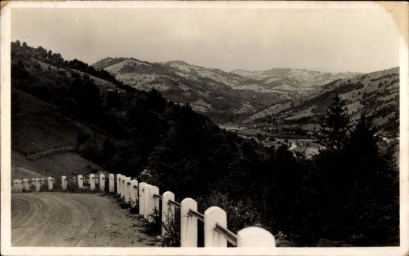 Ak Rachiw Rahó Ukraine, Panorama, Blick ins Tal von einer Höhenstraße