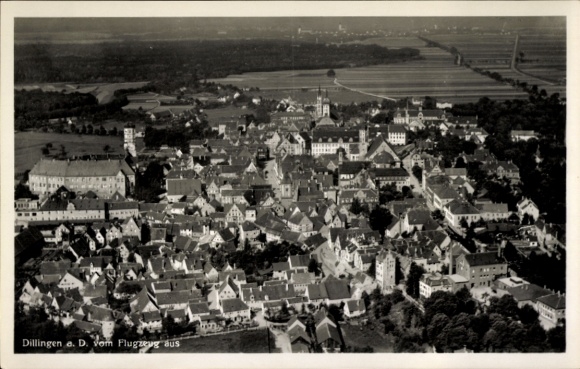 Postcard Dillingen an der Donau in Northern Swabia, aerial photograph