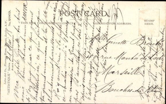 Artist Postcard Nurse cares for injured man