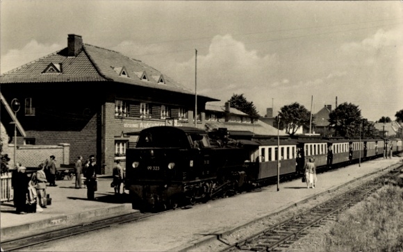 Postcard Ostseebad Kühlungsborn, East Station, track side, Molli Railway, steam locomotive