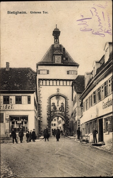 Ansichtkaart Bietigheim in Württemberg, benedenpoort, herberg