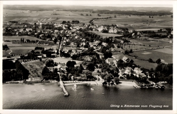 Ak Utting am Ammersee Oberbayern, Luftaufnahme