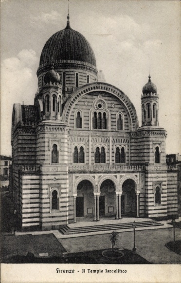 Judaika Postcard Firenze Florence Toscana, Via Farini, Templo Israelitico