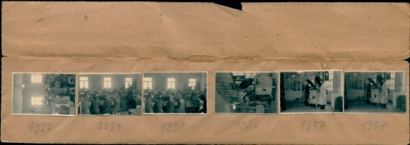 Fotos Kontaktabzug Potsdam, Konservenfabrik Carl Schäfer, 6 Fotos ca. 4x2 cm, Negative innenliegend