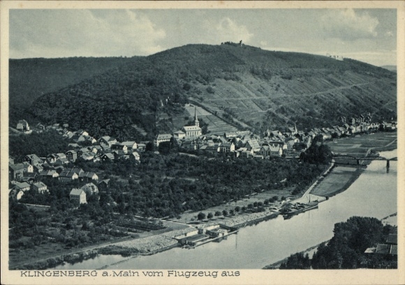Postcard Klingenberg am Main Lower Franconia, aerial photograph