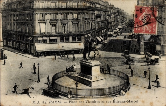 Ansichtkaart Parijs II, Place des Victoires, Rue Etienne-Marcel