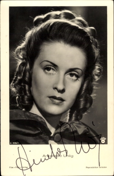 Postcard actress Anneliese Uhlig, portrait, autograph