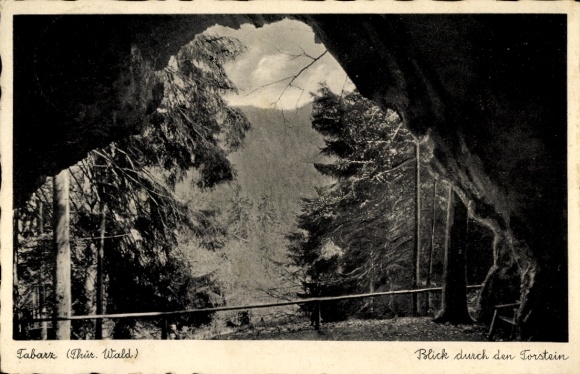Ak Tabarz im Thüringer Wald, Blick durch den Torstein, Wald,  Thüringen,  Stätte