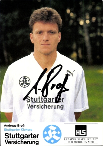 Karta autografu piłkarza Andreasa Broßa, Stuttgarter Kickers, autograf