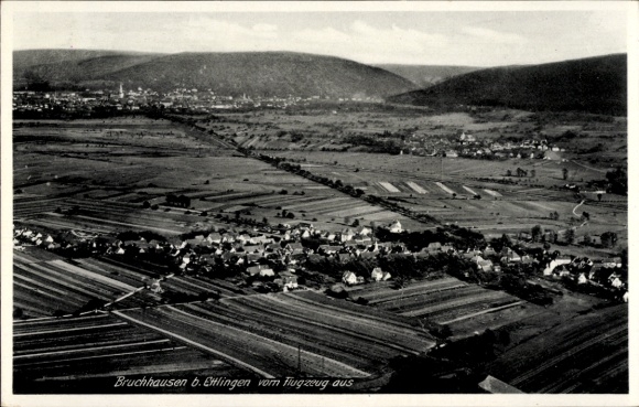 Postcard Bruchhausen Ettlingen in Baden, aerial photograph