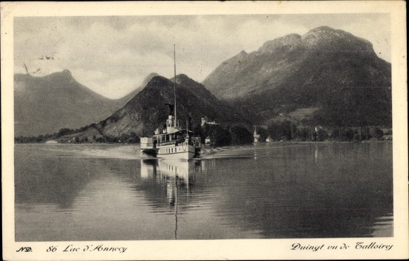 Postcard Lake Annecy, saloon steamer