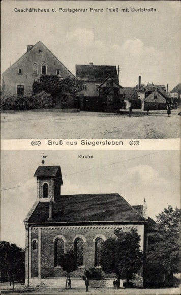 PC Siegersleben Ovelgünne Eilsleben in Saxony Anhalt, shop, Franz Thieß postal agency, church