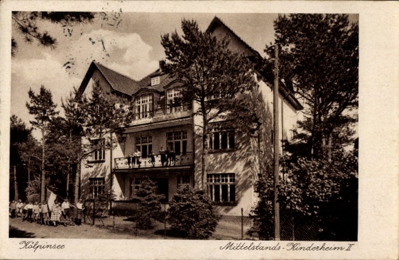 Postcard Kölpinsee Loddin on Usedom, middle class children's home II, children's group