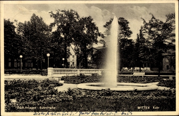 Ak Witten an der Ruhr, Brunnen, Stadtanlagen, Bäume, WITTEN Ruhr
