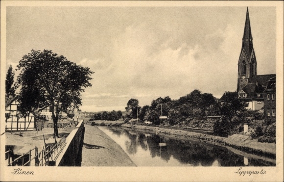 Postcard Lünen in Westphalia, Lippe, church