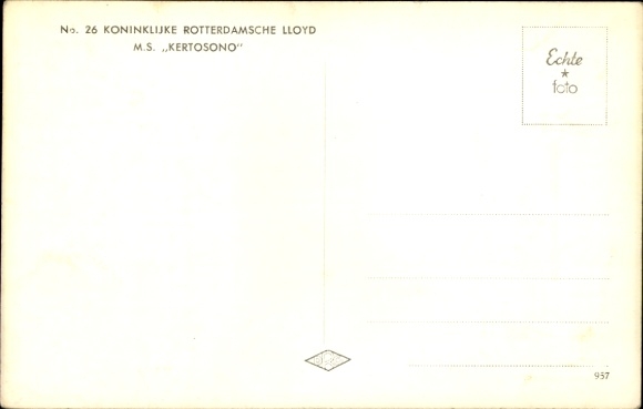 Ak stoomschip MS Kertosono, Koninklijke Rotterdamsche Lloyd, KRL