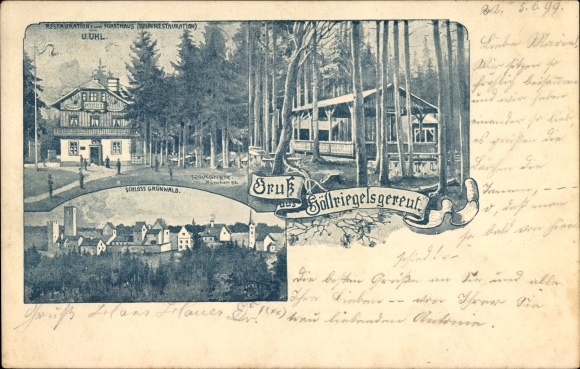 Künstler Litho Wagner, R., Höllriegelskreuth Pullach Isartal, Restauration zum Forsthaus, Inh. Uhl