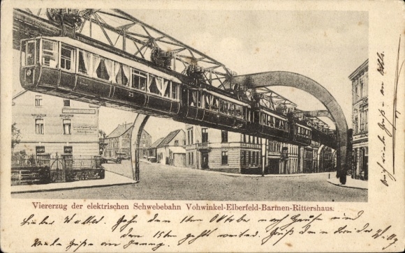 Postcard Elberfeld Wuppertal, Electric Suspension Railway, Vohwinkel-Elberfeld-bBarmen-Rittershaus