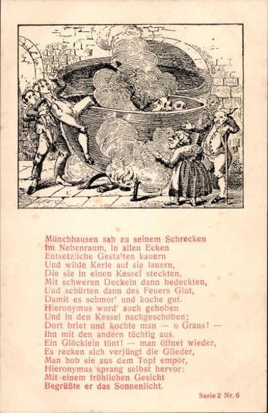 7 Postcard Münchhausen Series 2, 1-7