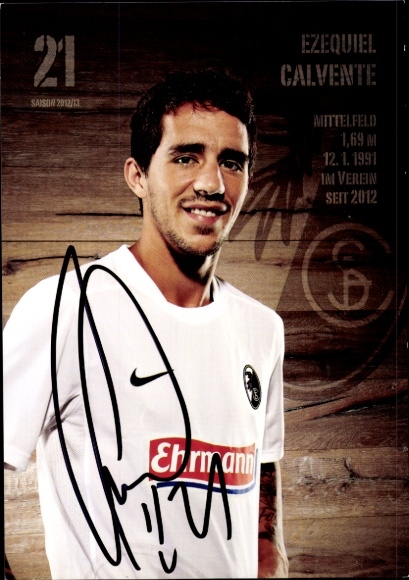 Autogrammkarte Fußballer Ezequiel Calvente, SC Freiburg, Autogramm
