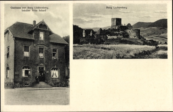 Postcard Thallichtenberg in der Pfalz, Lichtenberg Castle, Gasthaus zur Lichtenberg Castle