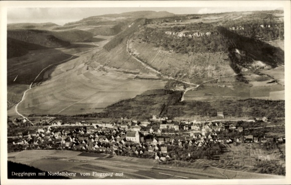 Postcard Deggingen in Württemberg, aerial photograph, Nordalbberg
