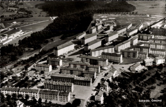 Postcard Schwäbisch Gmünd in Württemberg, aerial photograph