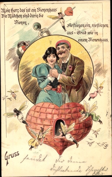 Studentika Chromo-Litho My heart is an apiary, the girls are the bees in it