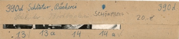 Kontaktabzug Fotos Berlin Schöneberg, Bäckerei Schlüter, Brote, 4 Fotos ca. 4x2 cm