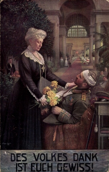 Artist Postcard Fischer, The people's gratitude is certain, Empress Auguste Viktoria visits hospital