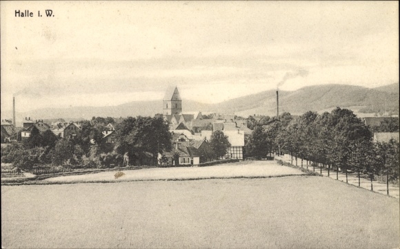 Ak Halle in Nordrhein Westfalen, Blick auf Ortschaft und Umgebung