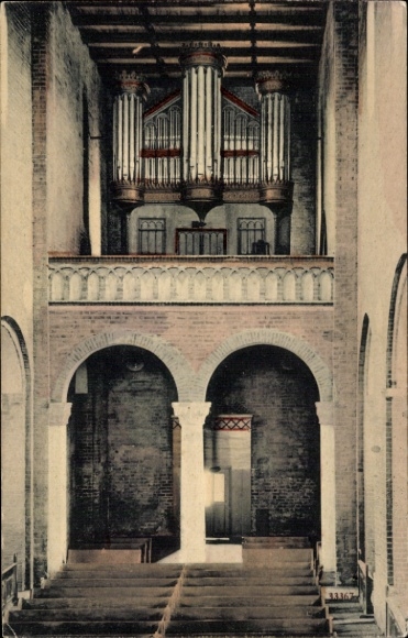 Postcard Jerichow on the Elbe, organ visible in the monastery church, architecture of the church, inside